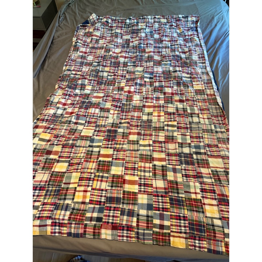 Vintage madras Plaid Patchwork Quilt Farmhouse Americana toddler baby lap rustic